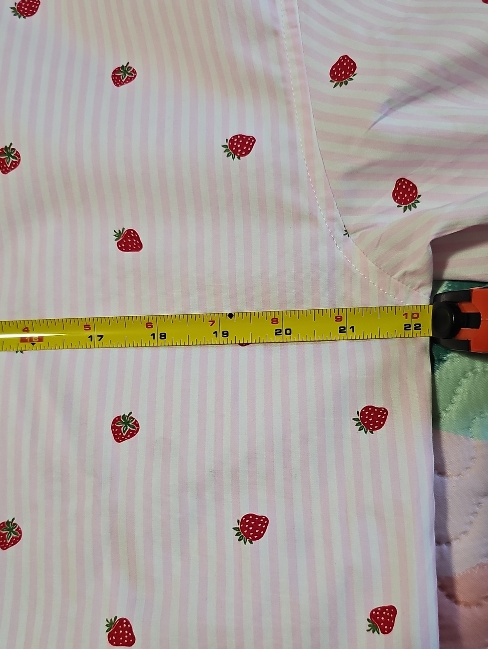 Nine West Pink Stripe Button-Up Shirt with Red Sttawberry Print - Picture 5 of 7